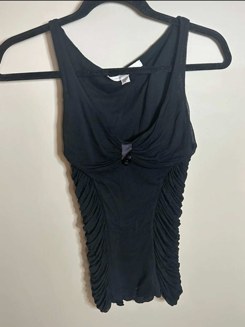 Diane Von Furstenberg Black Ruched Tank Mini Top